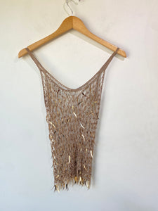 Silver Sequin Net Top