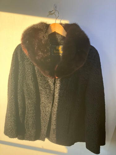 Vintage Harris Furs Long Beach Black Persian Lamb Jacket