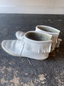 Vintage Leather Fringe Moccasin Booties