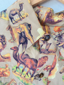 Vintage Anne Pinkerton Safari Animals Silk Button Down