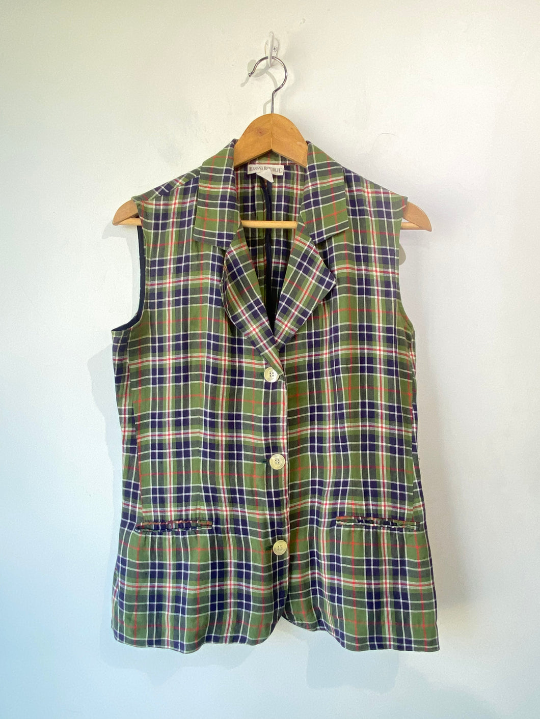 Vintage Banana Republic Green Plaid Vest