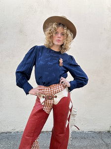 Vintage Red and White Fringe Leather Chaps