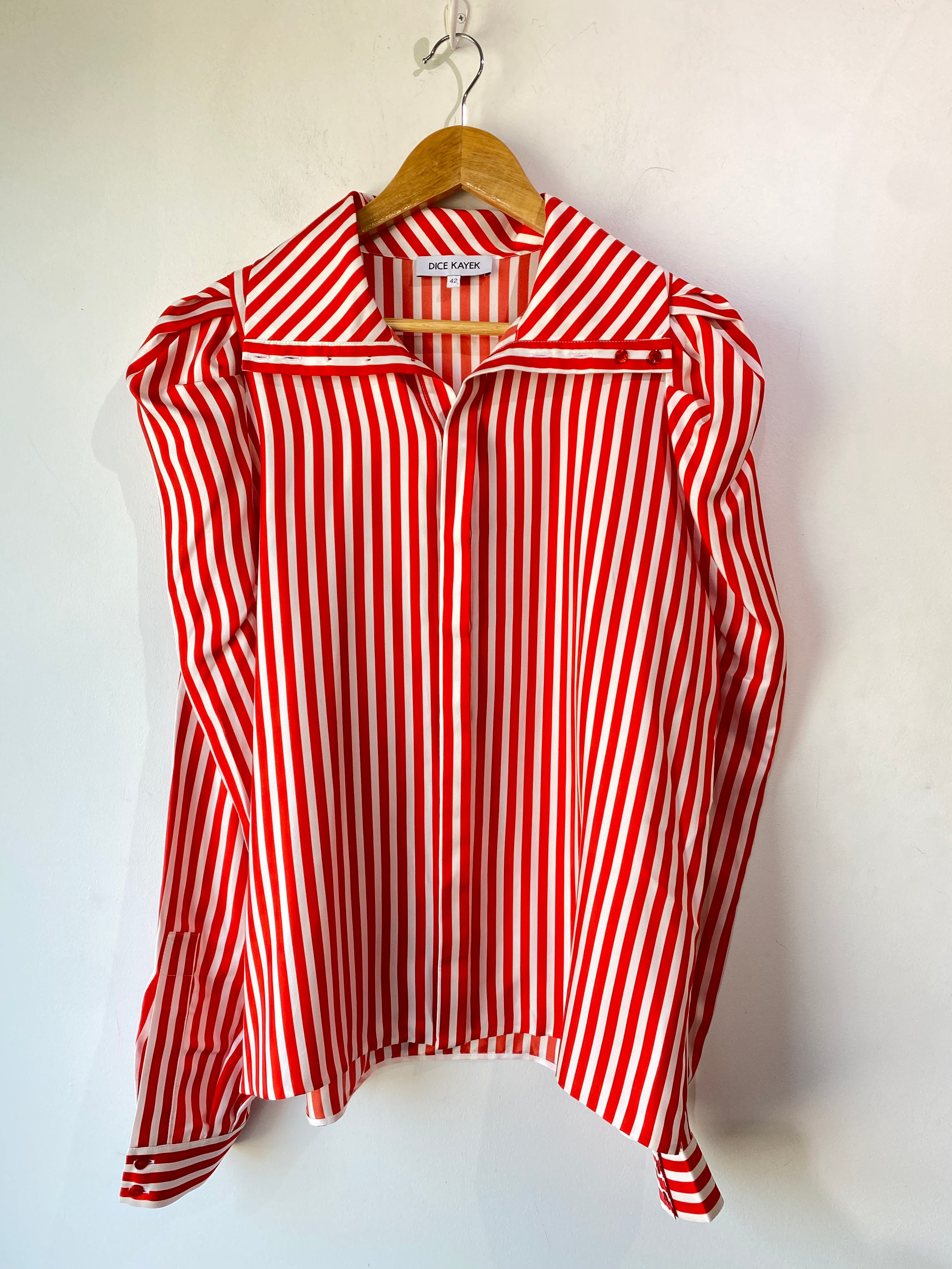 DICE KAYEK トップス Dice Kayek Red & White Stripe Blouse – The Curatorial Dept.