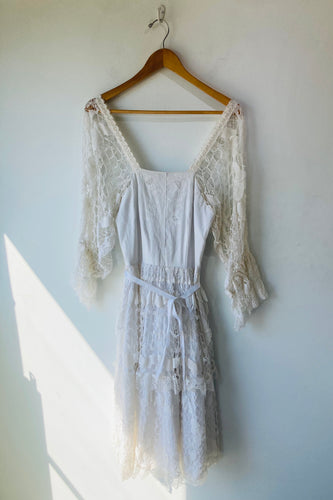 Vintage O’Susanna White Lace Midi Dress P