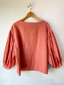 Ichi Salmon Blouse with Accordion Sleeves