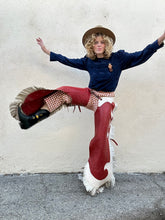 Vintage Red and White Fringe Leather Chaps