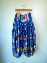 Vintage Blue Fruit Print Balloon Pants