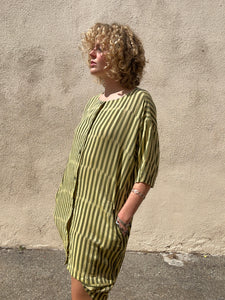 Vintage 80s Issey Miyake Yellow Striped Dress