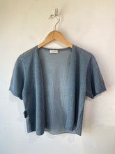 Dries van Noten Grey Blue Mesh Back Short Sleeve Cardigan