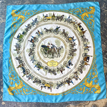 Hermès “La Promenade de Longchamps” Blue Silk Scarf by Philippe Ledoux