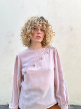 Vintage Pink Beaded Silk Top with Jagged Edge