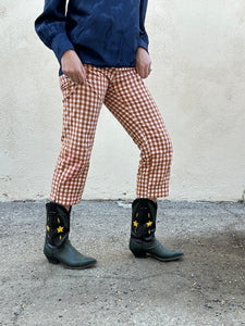 Vintage Nocona Green and Yellow Star Cowboy Boots