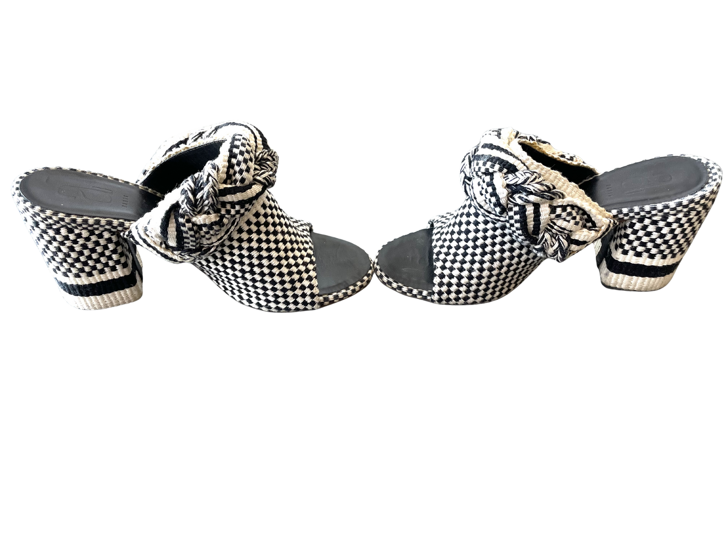 Antolina Black and White Fabric Heels - The Curatorial Dept.