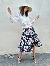Marni Black Floral Quilted Circle Skirt