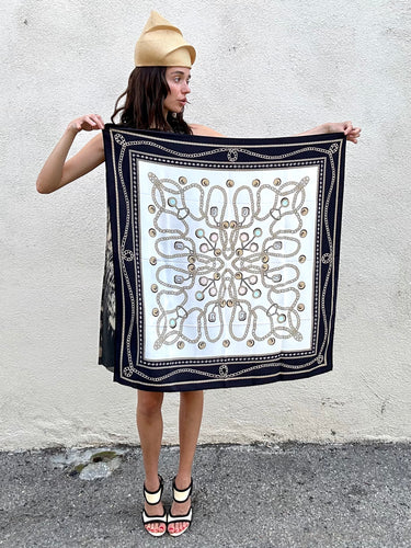 Black and White Coins and Chains Scarf