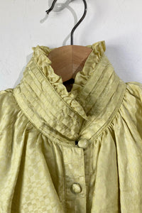 Vintage Lime Silk Ruffle Blouse