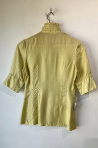 Vintage Lime Silk Ruffle Blouse