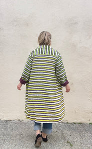 Vintage Lime and Violet Striped Duster Jacket