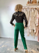 Electric Feathers Green Raw Silk Noil Trousers