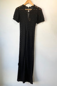 Vintage Black Pointelle Sweater Dress