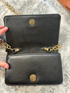 Vintage Versace-Style Black and Gold Evening Bag