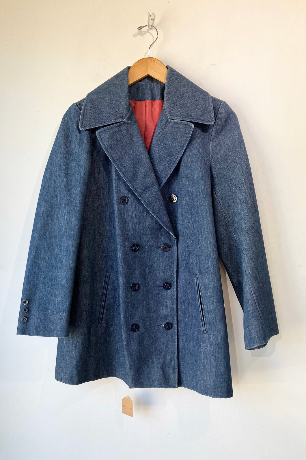 I Magnin Ethel Pear for One Up Denim Peacoat