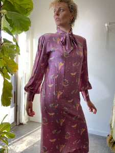 Vintage Hanae Mori Lavender Silk Butterly Dress