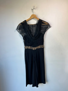 Vintage 1940s Black Dress with Lace Hood