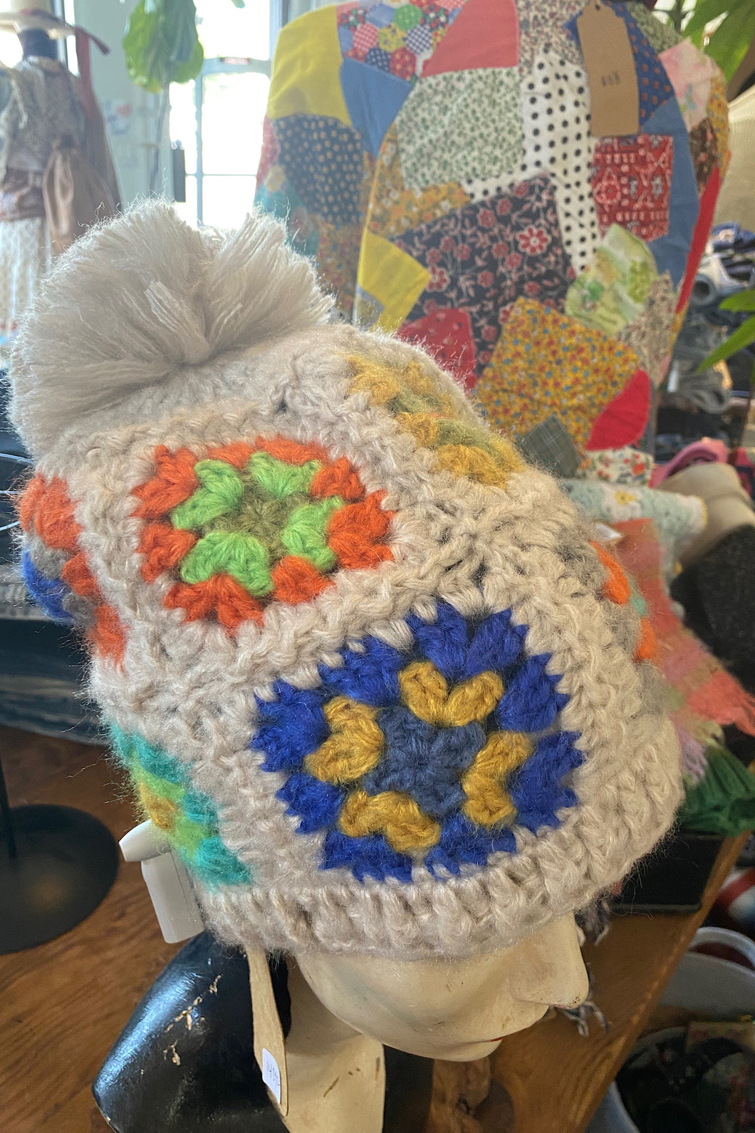 Multi Color Granny Square Crochet Hat