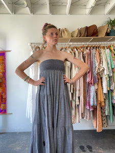 CURRENT/ELLIOTT Blue Chambray Tube Maxi Dress