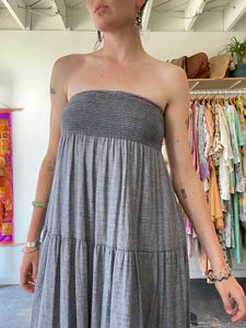 CURRENT/ELLIOTT Blue Chambray Tube Maxi Dress