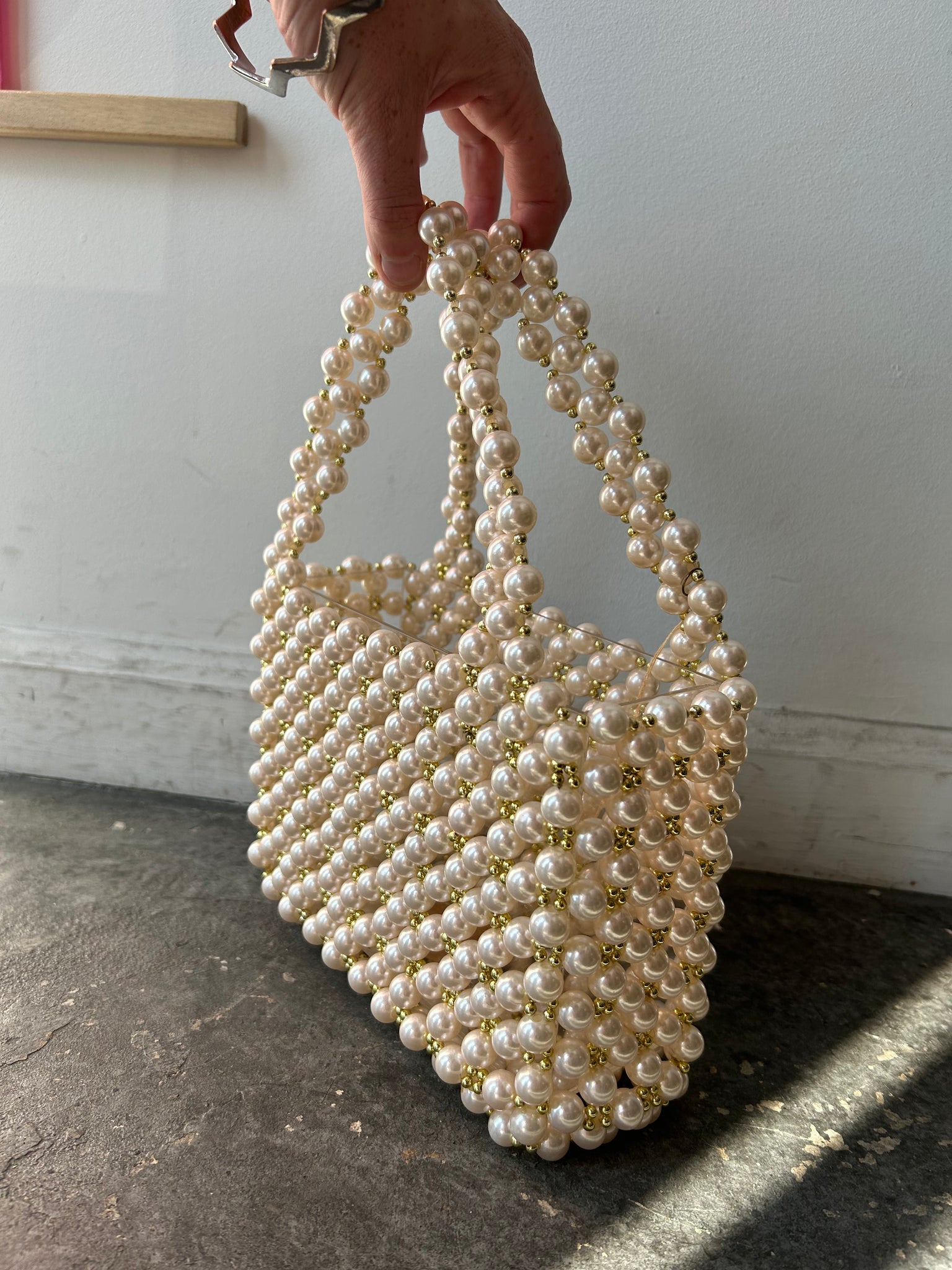 Pearl and Gold Beaded Party Bag – The Curatorial