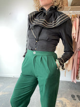 Electric Feathers Green Raw Silk Noil Trousers