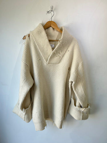 Hed Mayner White Thrashed Sweater