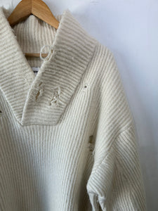 Hed Mayner White Thrashed Sweater