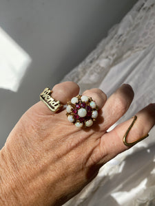 Antique Georgian 18k Opal & Ruby Ring