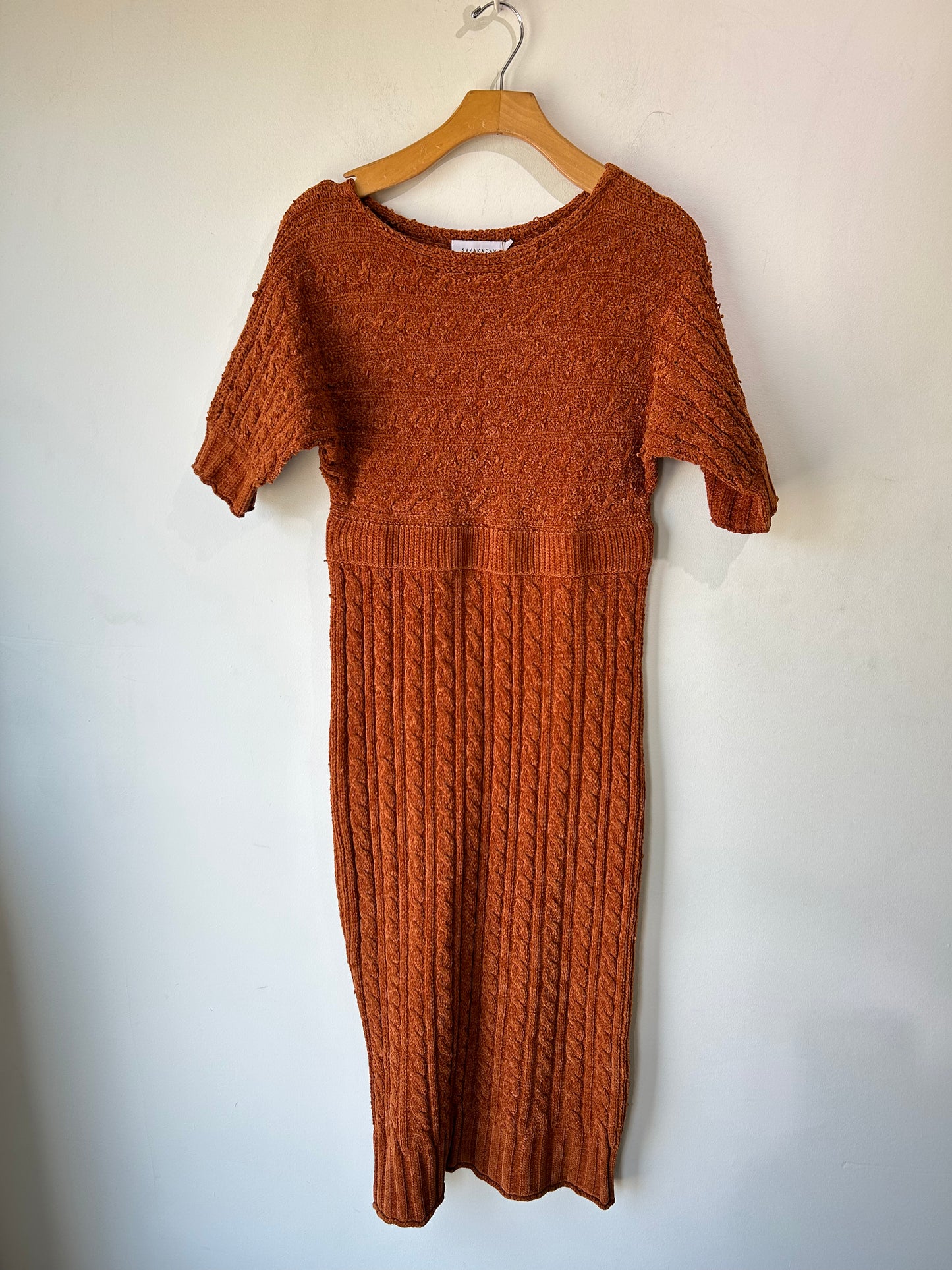 rust knit dress Long Sleeve Sweater Dress (Rust)