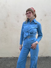 Vintage Western Powder Blue Corduroy Leisure Suit