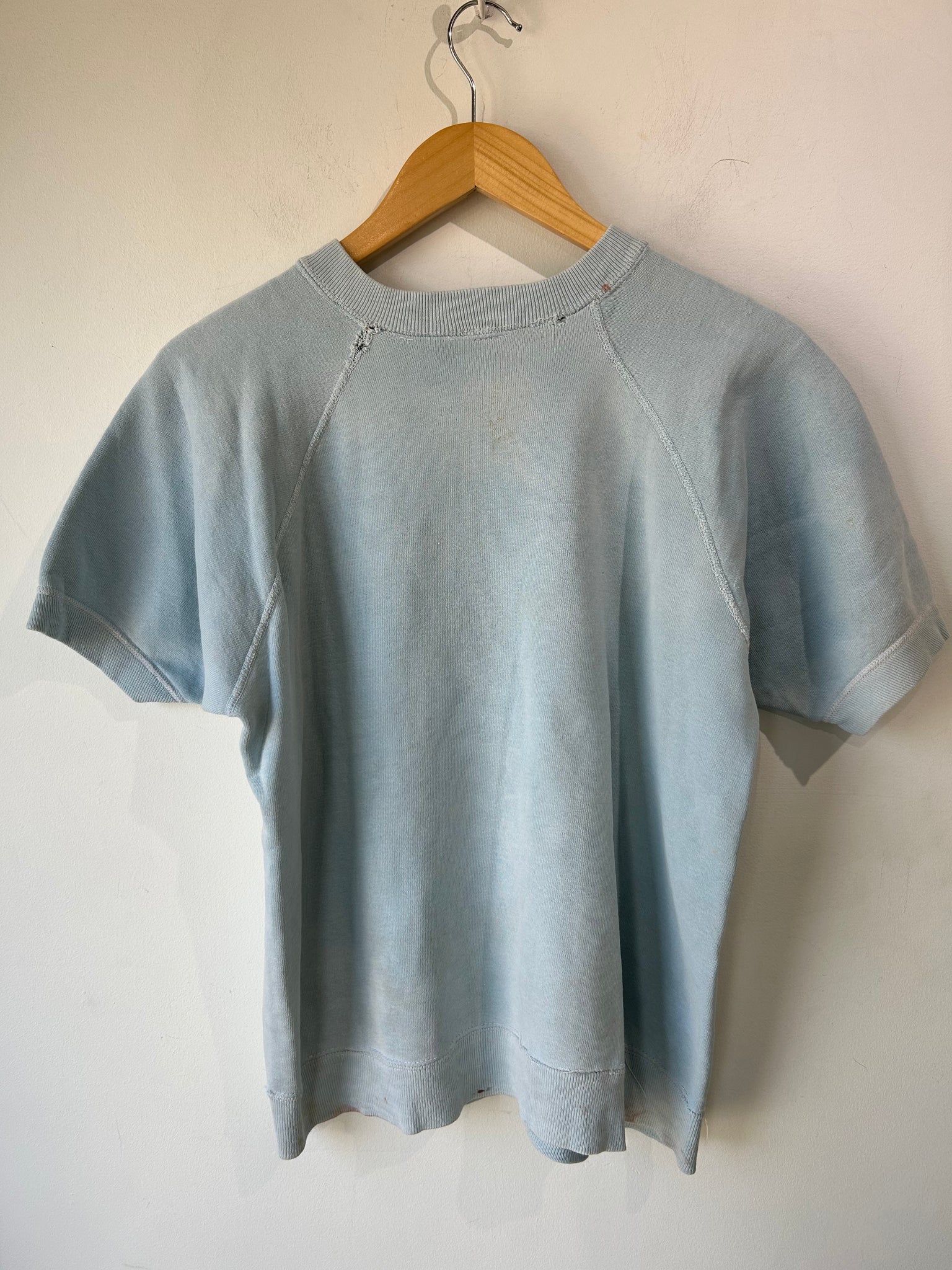 The Curatorial Dept. Vintage Champion Running Man Baby Blue Wisconsin Short Sleeve Sweatshirt
