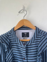 Ace & Jig x Barney’s Blue and Black Stripe Ruffle Top