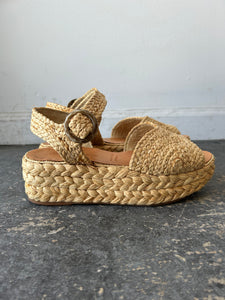 Robert Clergerie Woven Wicker Wedge Sandals