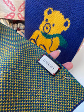 Gucci Blue Wool Knit Teddy Bear Scarf