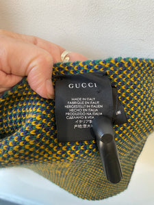 Gucci Blue Wool Knit Teddy Bear Scarf