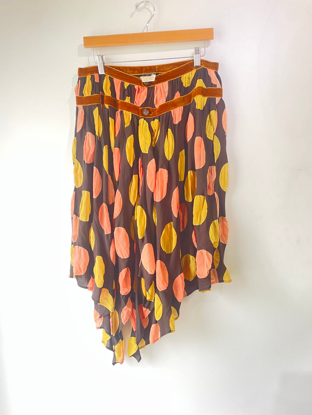 Vintage Y’s Yohji Yamamto Brown Polka Dot Silk Skirt