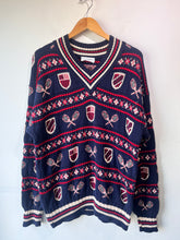 Vintage Tricot St. Raphael Navy, Red & White Tennis Sweater