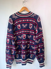 Vintage Tricot St. Raphael Navy, Red & White Tennis Sweater