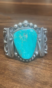 Vintage Turquoise & Silver Taxco Bracelet