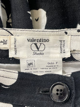 Vintage Valentino Black And White Fruit Pattern Linen Skirt