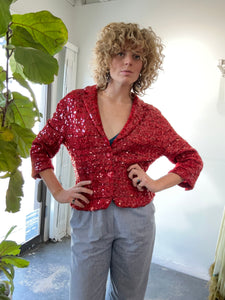 Iisli Red Sequin Knit Blazer