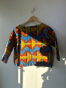 Osei Duro Orange and Blue Quilted Top